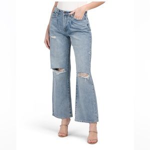 Hidden front pleat dad jeans